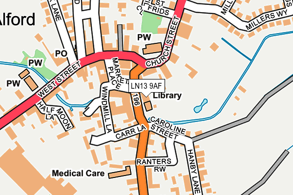 LN13 9AF map - OS OpenMap – Local (Ordnance Survey)