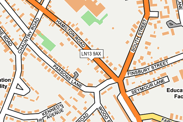 LN13 9AX map - OS OpenMap – Local (Ordnance Survey)