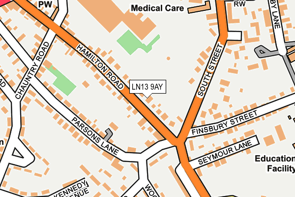 LN13 9AY map - OS OpenMap – Local (Ordnance Survey)