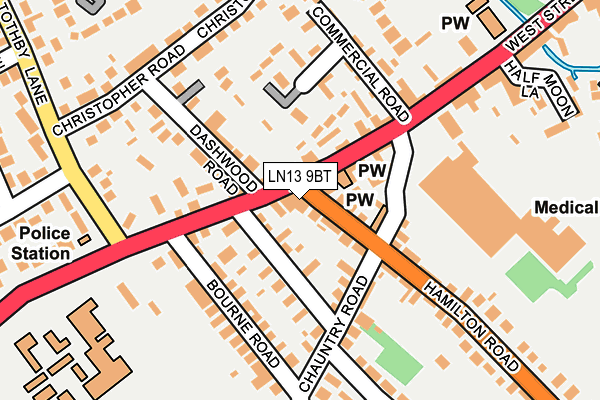 LN13 9BT map - OS OpenMap – Local (Ordnance Survey)
