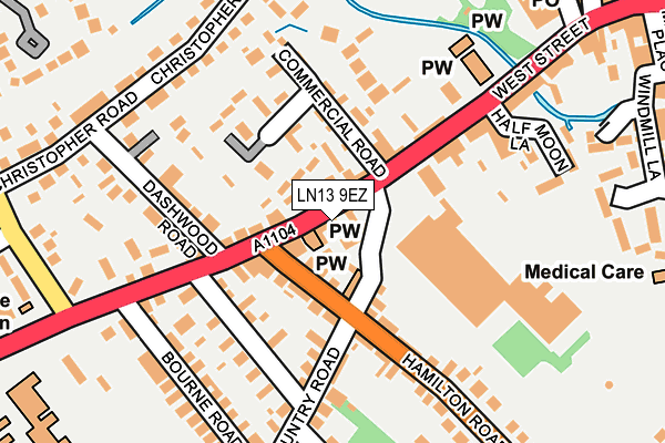LN13 9EZ map - OS OpenMap – Local (Ordnance Survey)