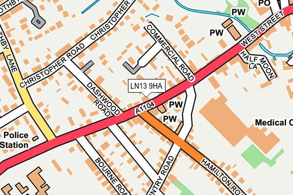 LN13 9HA map - OS OpenMap – Local (Ordnance Survey)