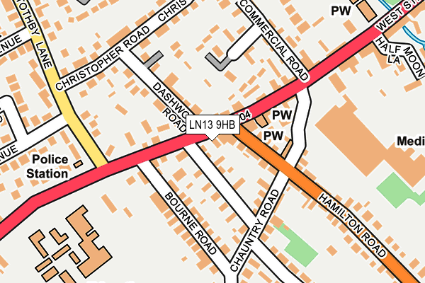 LN13 9HB map - OS OpenMap – Local (Ordnance Survey)