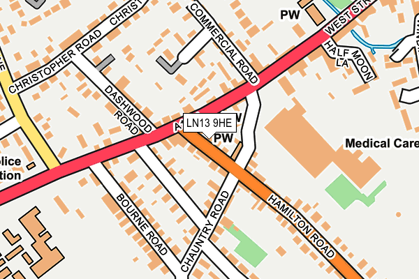 LN13 9HE map - OS OpenMap – Local (Ordnance Survey)