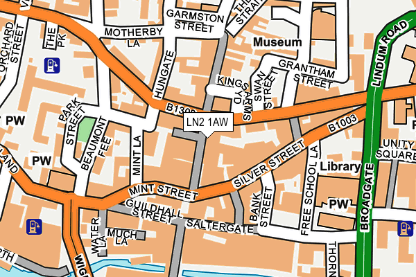 LN2 1AW map - OS OpenMap – Local (Ordnance Survey)