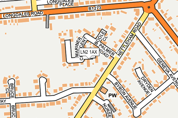 LN2 1AX map - OS OpenMap – Local (Ordnance Survey)