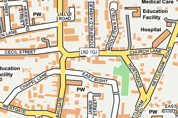 LN2 1QJ map - OS OpenMap – Local (Ordnance Survey)