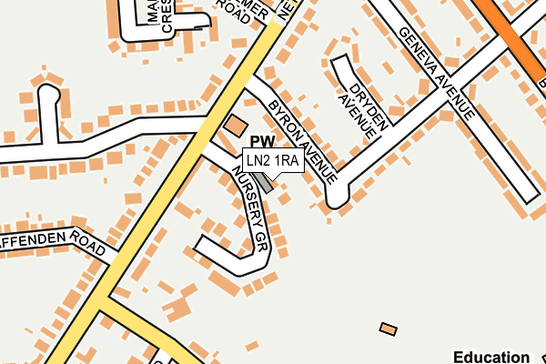 LN2 1RA map - OS OpenMap – Local (Ordnance Survey)