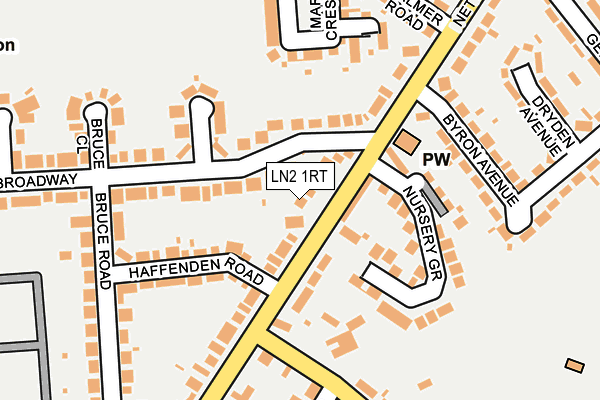 LN2 1RT map - OS OpenMap – Local (Ordnance Survey)