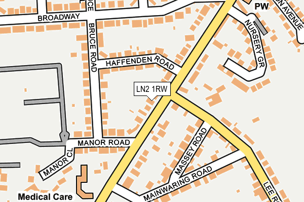 LN2 1RW map - OS OpenMap – Local (Ordnance Survey)