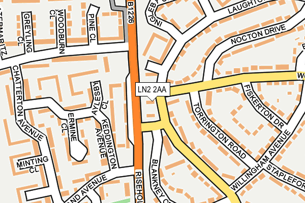 LN2 2AA map - OS OpenMap – Local (Ordnance Survey)