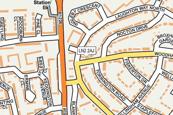 LN2 2AJ map - OS OpenMap – Local (Ordnance Survey)