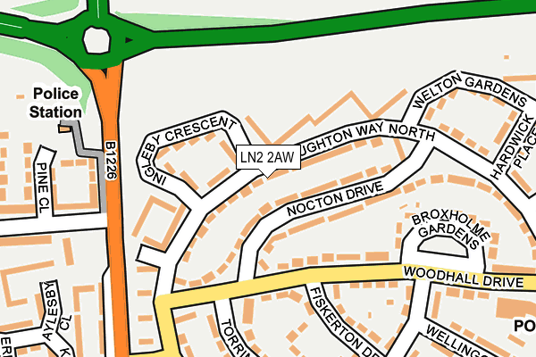 LN2 2AW map - OS OpenMap – Local (Ordnance Survey)