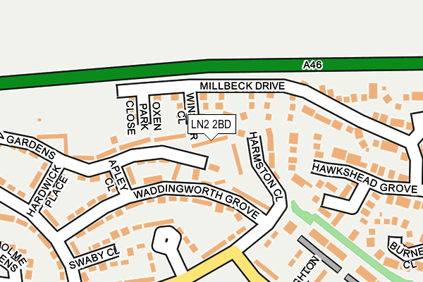 LN2 2BD map - OS OpenMap – Local (Ordnance Survey)