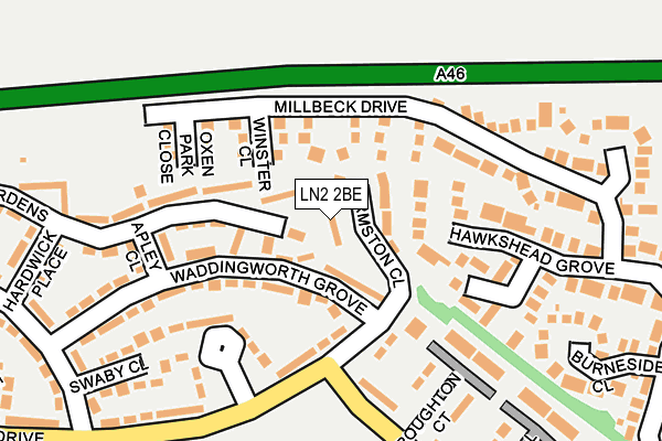 LN2 2BE map - OS OpenMap – Local (Ordnance Survey)
