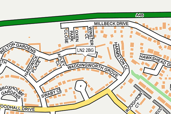 LN2 2BG map - OS OpenMap – Local (Ordnance Survey)