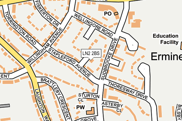 LN2 2BS map - OS OpenMap – Local (Ordnance Survey)