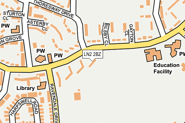 LN2 2BZ map - OS OpenMap – Local (Ordnance Survey)