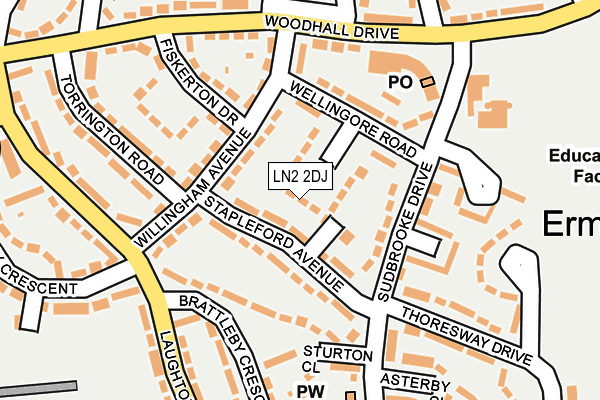 LN2 2DJ map - OS OpenMap – Local (Ordnance Survey)
