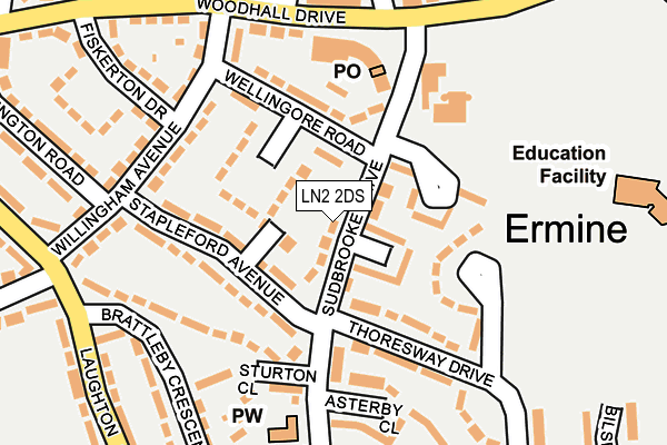 LN2 2DS map - OS OpenMap – Local (Ordnance Survey)