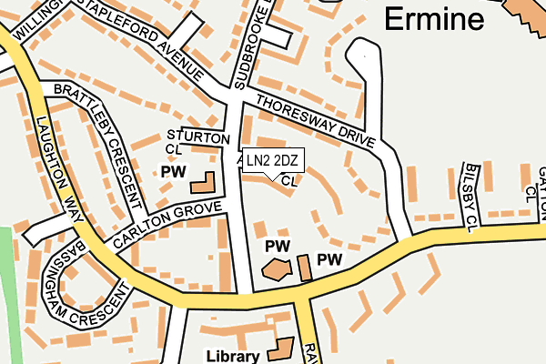 LN2 2DZ map - OS OpenMap – Local (Ordnance Survey)