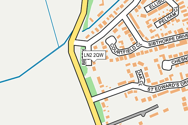 LN2 2QW map - OS OpenMap – Local (Ordnance Survey)