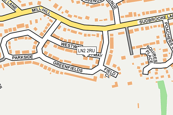 LN2 2RU map - OS OpenMap – Local (Ordnance Survey)