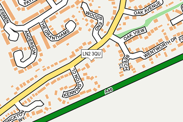 LN2 3QU map - OS OpenMap – Local (Ordnance Survey)