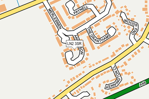 LN2 3SR map - OS OpenMap – Local (Ordnance Survey)