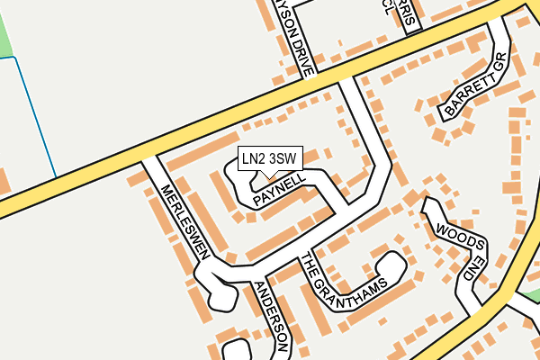 LN2 3SW map - OS OpenMap – Local (Ordnance Survey)