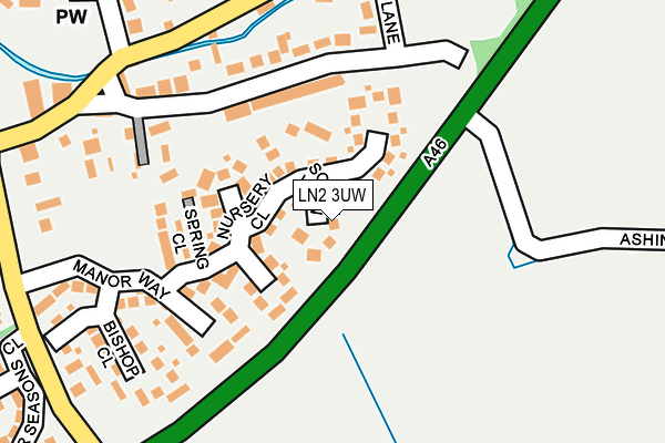 LN2 3UW map - OS OpenMap – Local (Ordnance Survey)