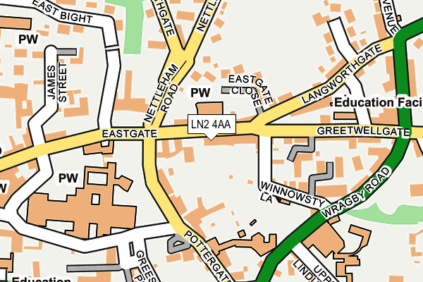 LN2 4AA map - OS OpenMap – Local (Ordnance Survey)