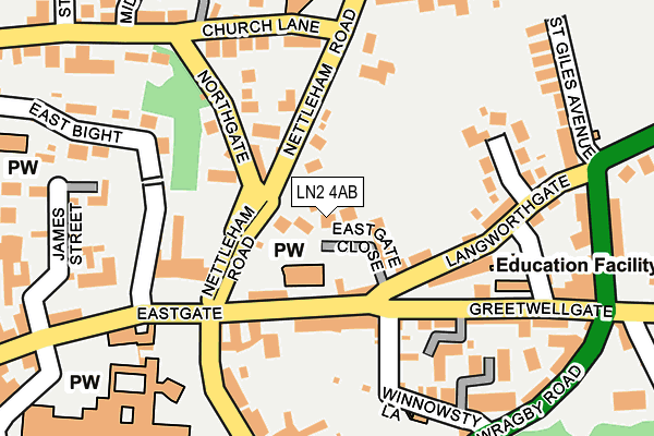 LN2 4AB map - OS OpenMap – Local (Ordnance Survey)