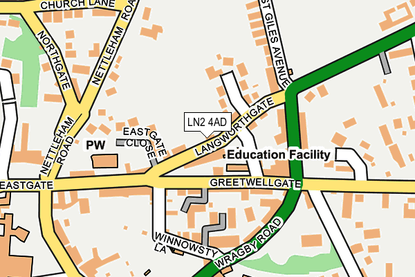 LN2 4AD map - OS OpenMap – Local (Ordnance Survey)
