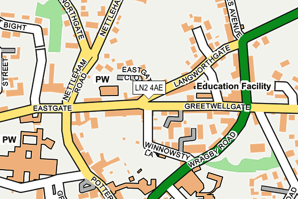 LN2 4AE map - OS OpenMap – Local (Ordnance Survey)