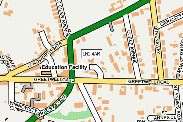 LN2 4AR map - OS OpenMap – Local (Ordnance Survey)