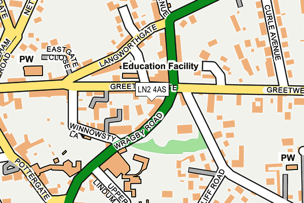 LN2 4AS map - OS OpenMap – Local (Ordnance Survey)