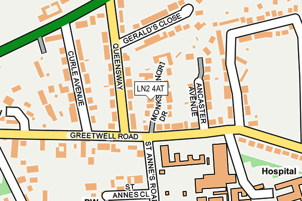 LN2 4AT map - OS OpenMap – Local (Ordnance Survey)
