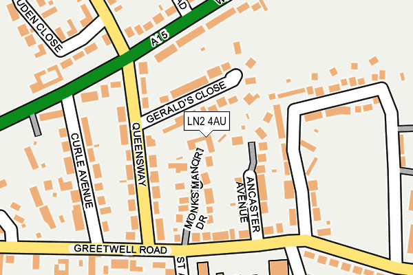 LN2 4AU map - OS OpenMap – Local (Ordnance Survey)
