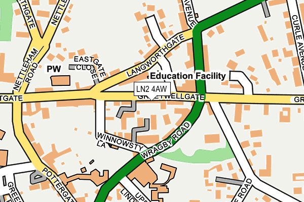 LN2 4AW map - OS OpenMap – Local (Ordnance Survey)