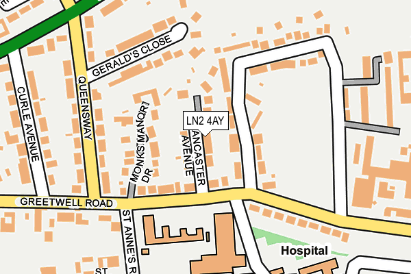 LN2 4AY map - OS OpenMap – Local (Ordnance Survey)