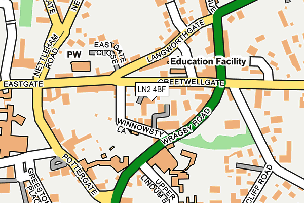 LN2 4BF map - OS OpenMap – Local (Ordnance Survey)