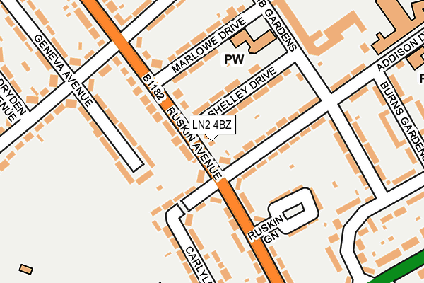 LN2 4BZ map - OS OpenMap – Local (Ordnance Survey)
