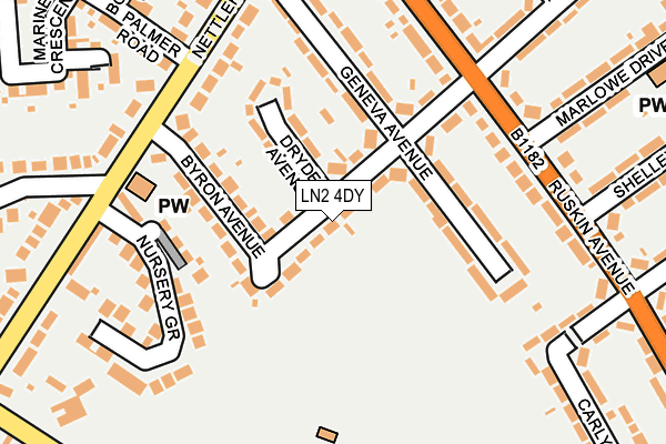 LN2 4DY map - OS OpenMap – Local (Ordnance Survey)