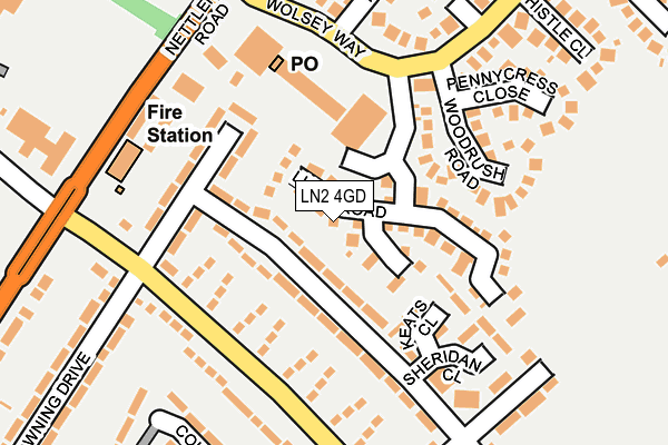 LN2 4GD map - OS OpenMap – Local (Ordnance Survey)