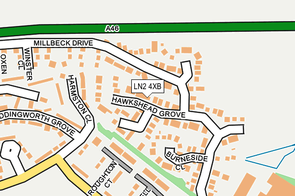 LN2 4XB map - OS OpenMap – Local (Ordnance Survey)
