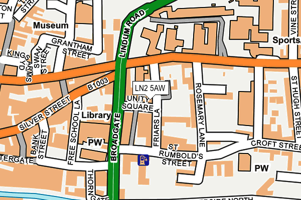 LN2 5AW map - OS OpenMap – Local (Ordnance Survey)