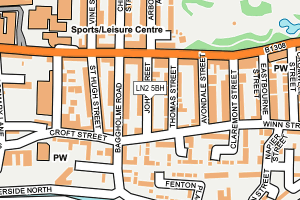LN2 5BH map - OS OpenMap – Local (Ordnance Survey)