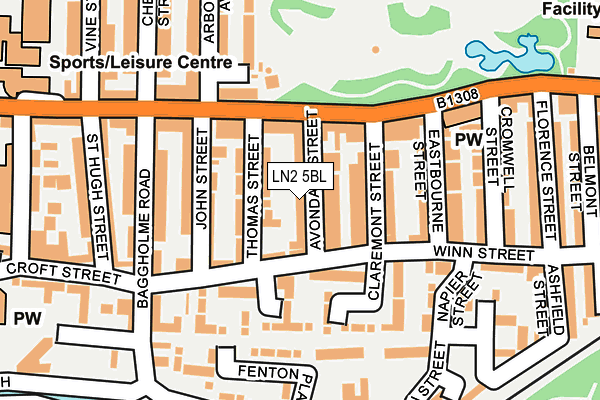 LN2 5BL map - OS OpenMap – Local (Ordnance Survey)