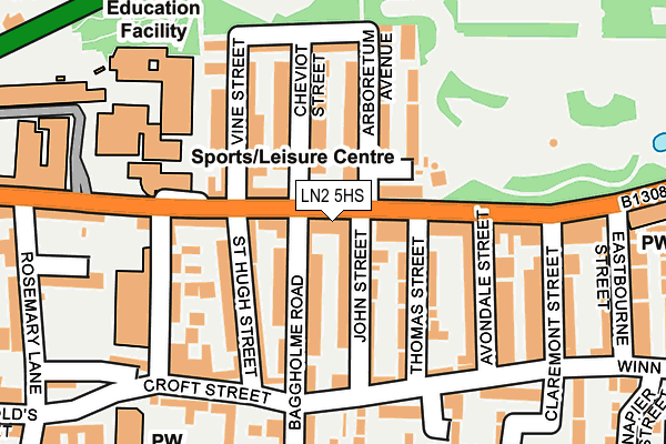 LN2 5HS map - OS OpenMap – Local (Ordnance Survey)